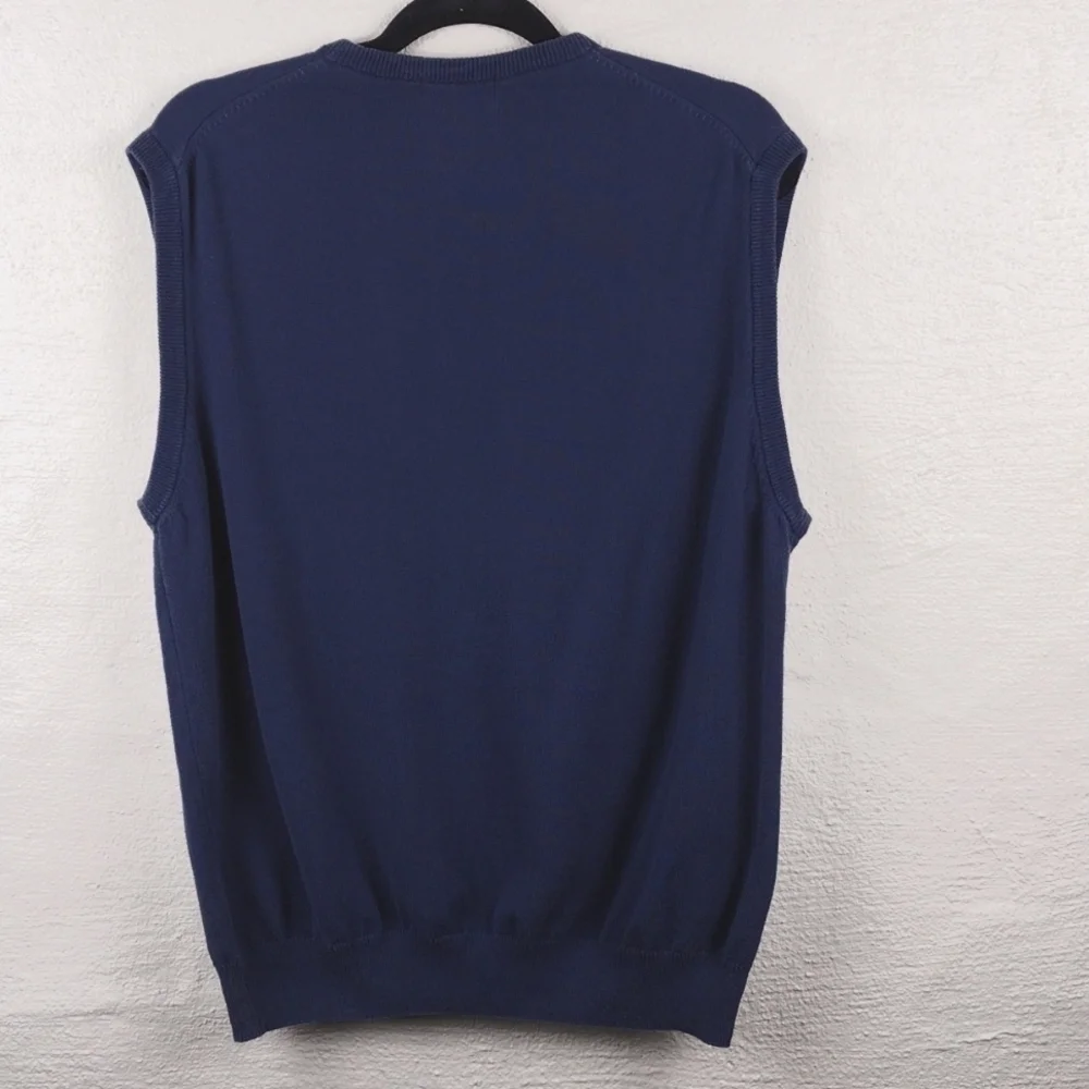 Lyle & Scott Scotland Dark Blue Argyle V-Neck Lightweight Pullover Sweater Vest
